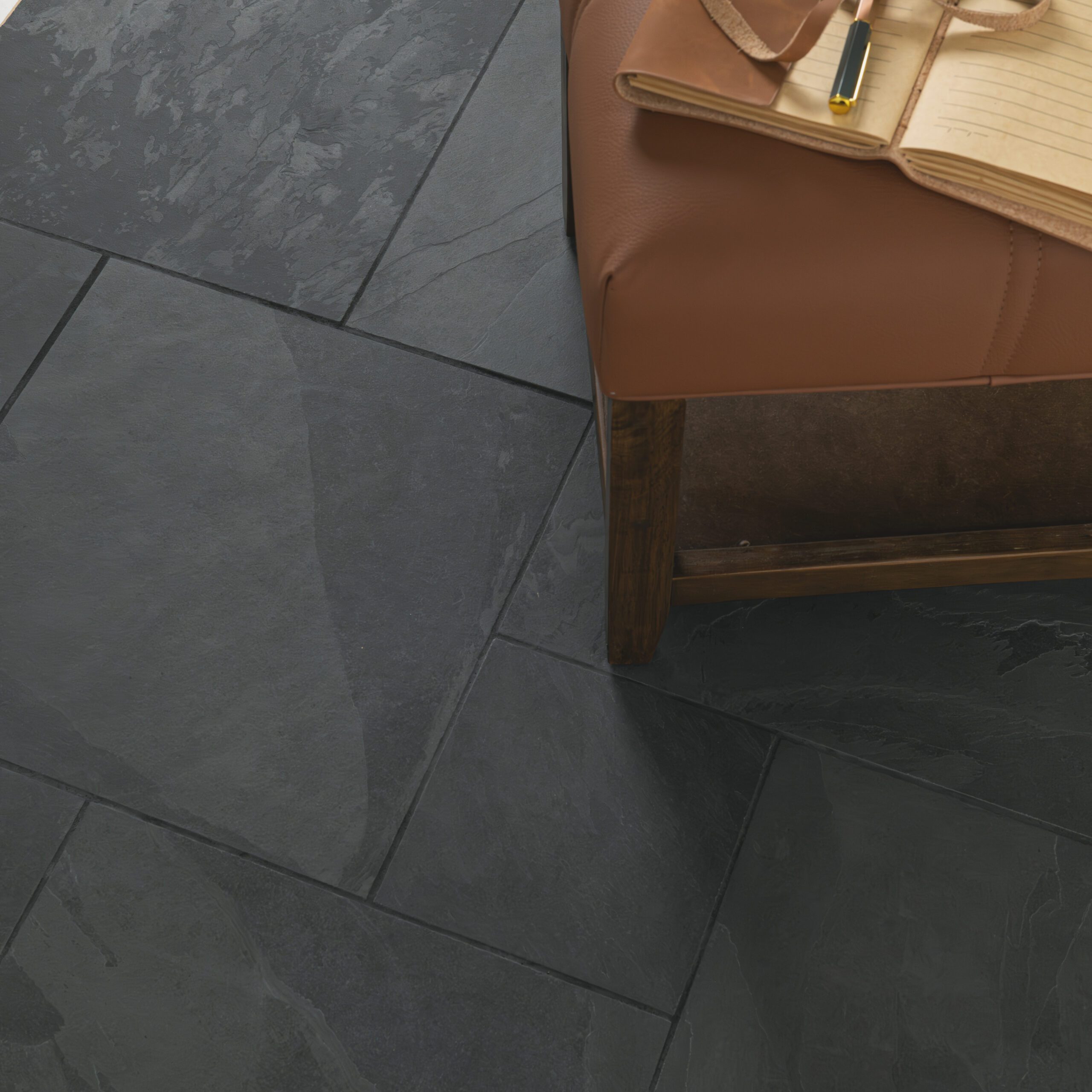 Montauk Black French Pattern Natural Slate - StoneLocator
