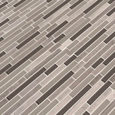 Modello Grigio Interlocking Glossy Glass Stone Blend Mosaic - Image 3