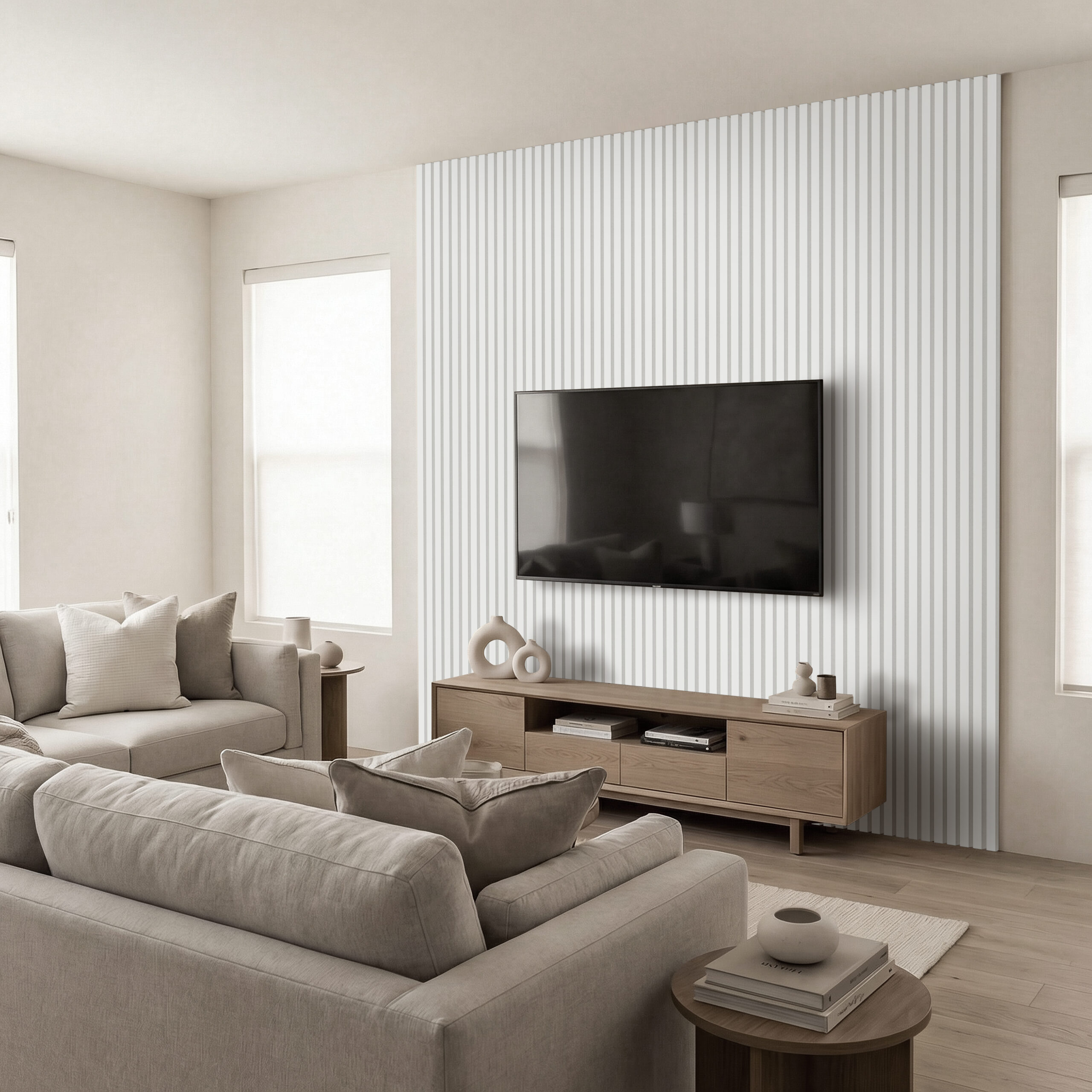 White Acoustic Wood Slat Panel 9.5×94.5